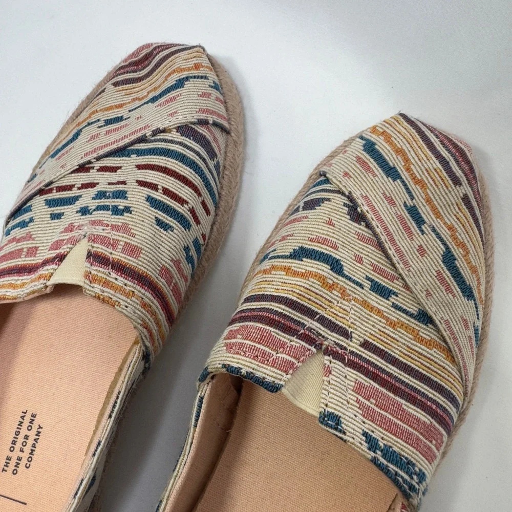 TOMS Women's‎ Espadrille Slip On Shoes Multi Color Woven Size 7.5